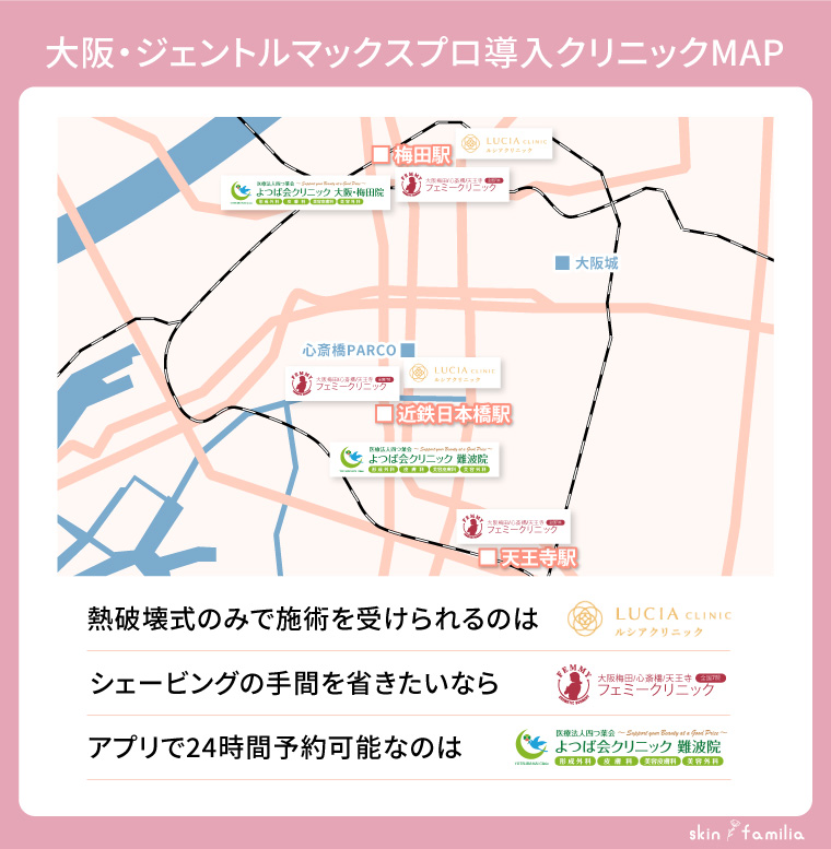 大阪のジェントルマックスプロ導入クリニックMAP
